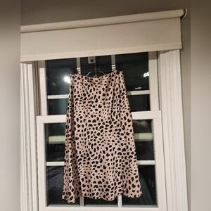 Leopard Print Satin Skirt